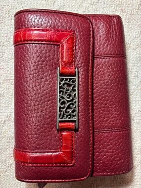 Brighton Wine Red Leather Wallet with Filigree Accent